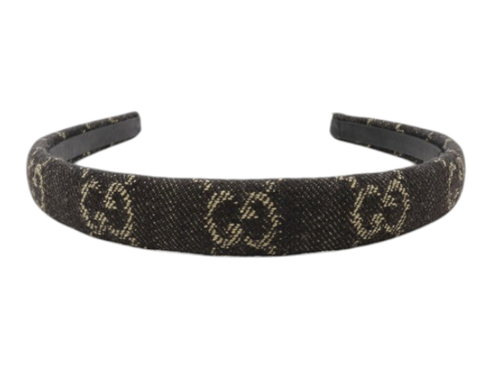 7348 - Gucci GG Logo Denim Headband Brown